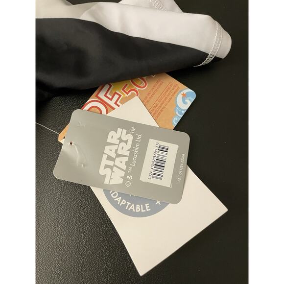 NWT Stormtrooper Swimsuit Star Wars M Disney Rash Guard Adaptive White Black - Picture 3 of 9